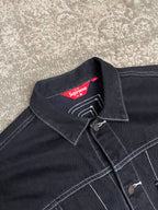 Supreme Radial Embroidered Denim Trucker Jacket Stitched Black FW23