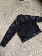 Supreme Radial Embroidered Denim Trucker Jacket Stitched Black FW23