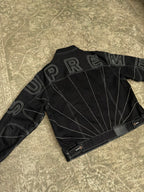 Supreme Radial Embroidered Denim Trucker Jacket Stitched Black FW23