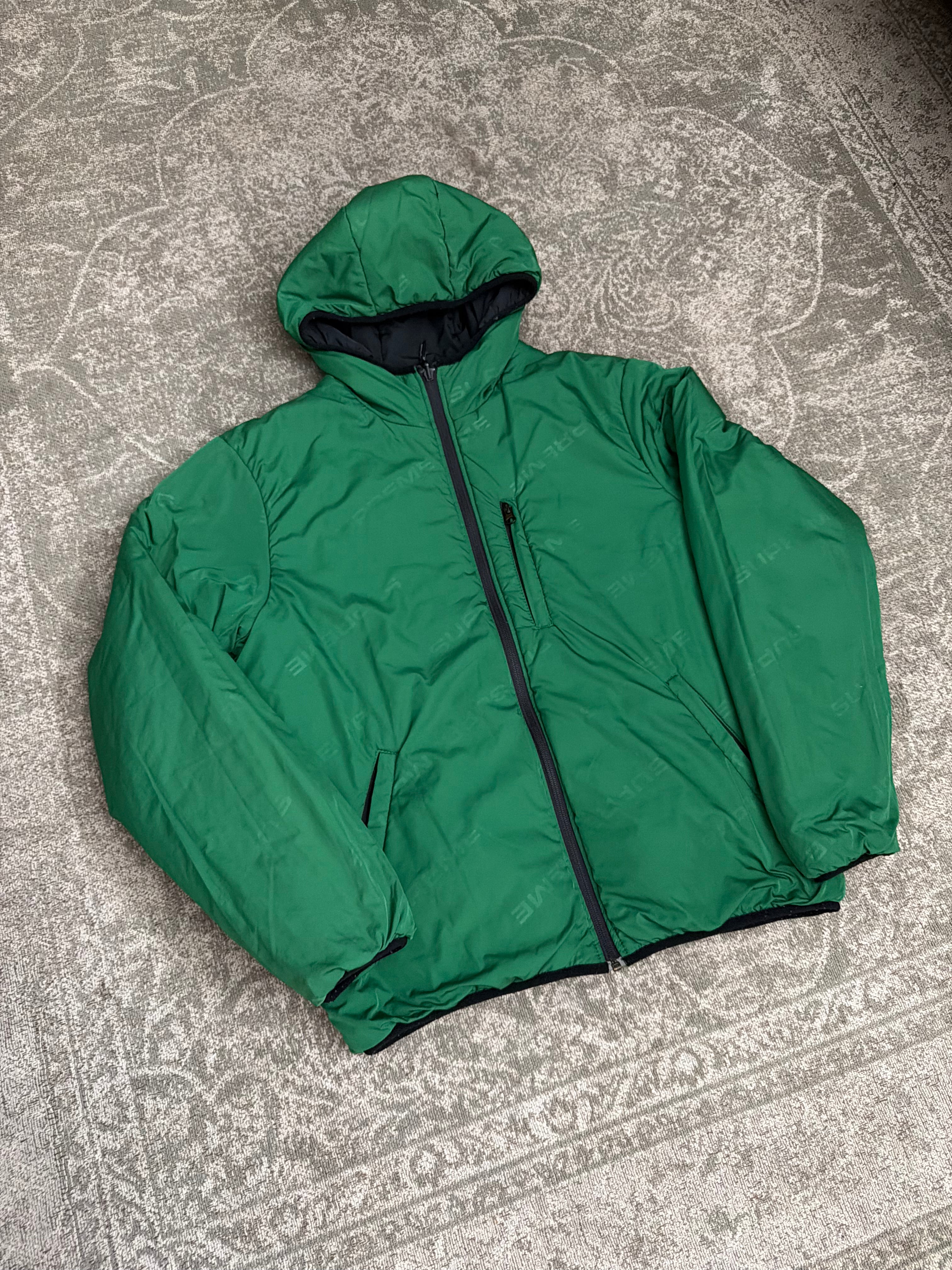 Supreme Reversible Hooded Puffy Jacket Black Green