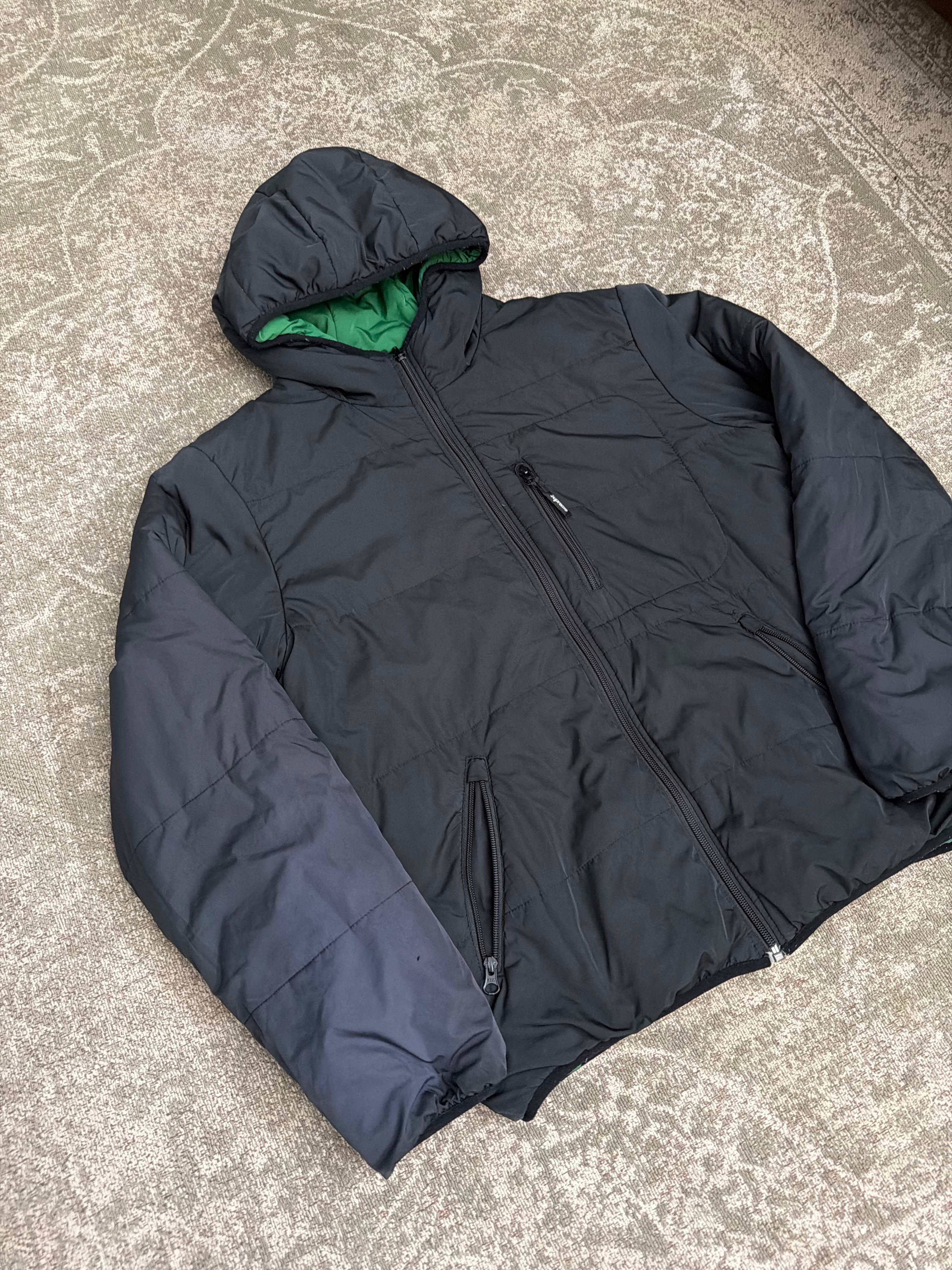 Supreme Reversible Hooded Puffy Jacket Black Green