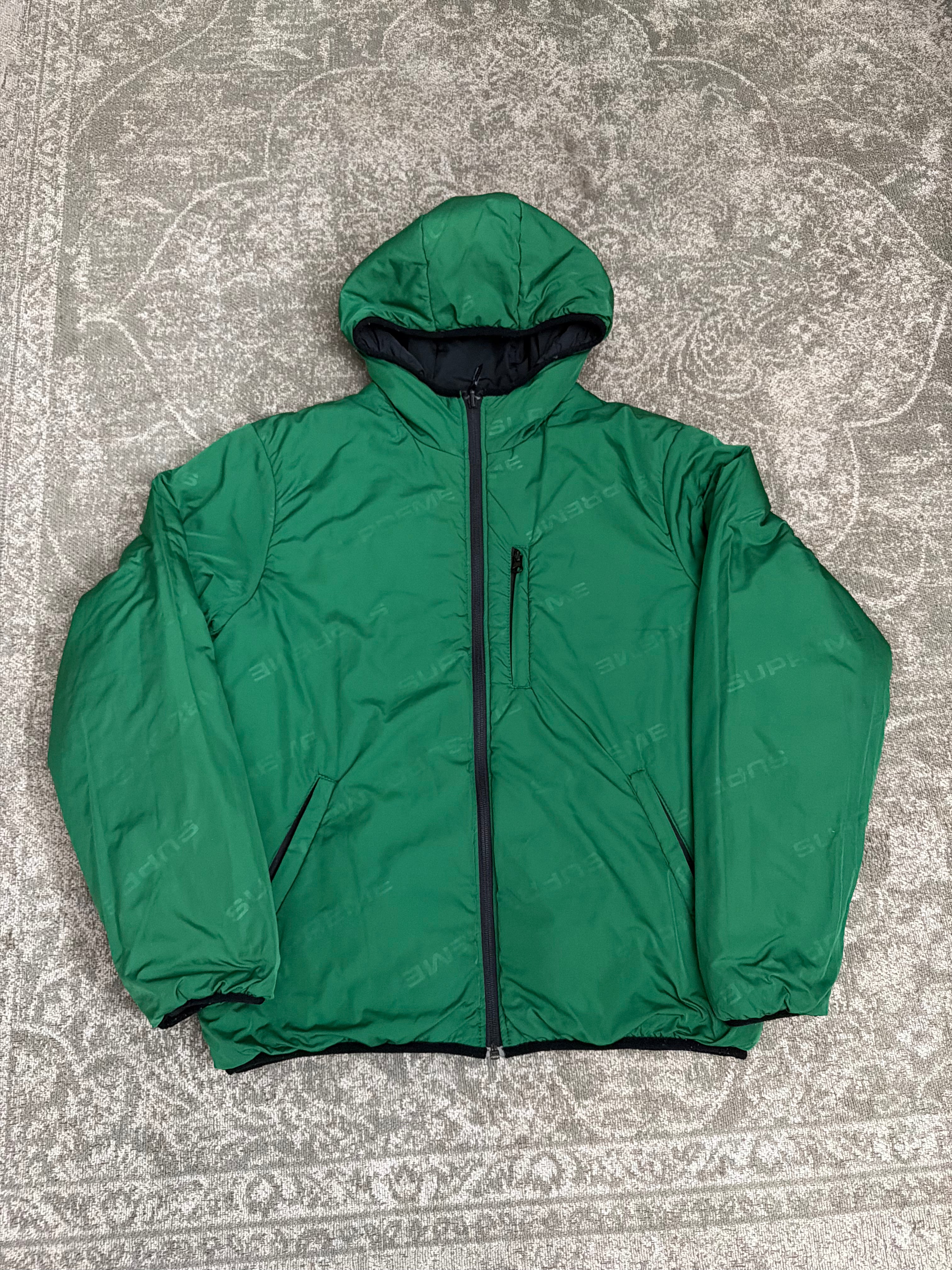 Supreme Reversible Hooded Puffy Jacket Black Green