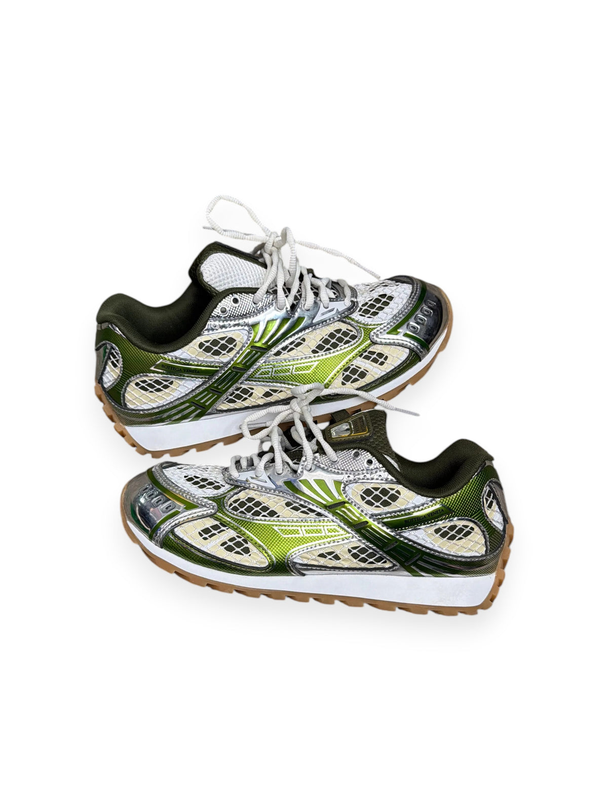 Bottega Veneta Orbit Sneakers White Green Silver