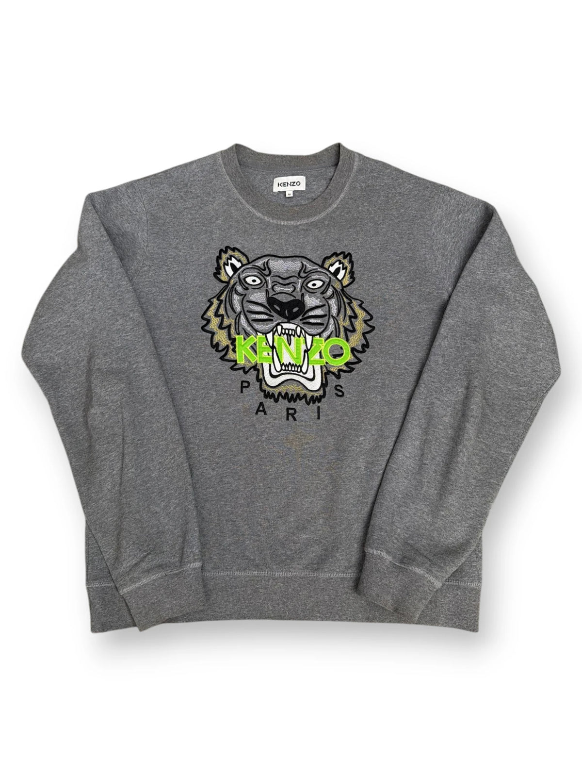 Kenzo Tiger Paris Crewneck Dark Grey Fluo Green