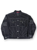 Supreme Radial Embroidered Denim Trucker Jacket Stitched Black FW23