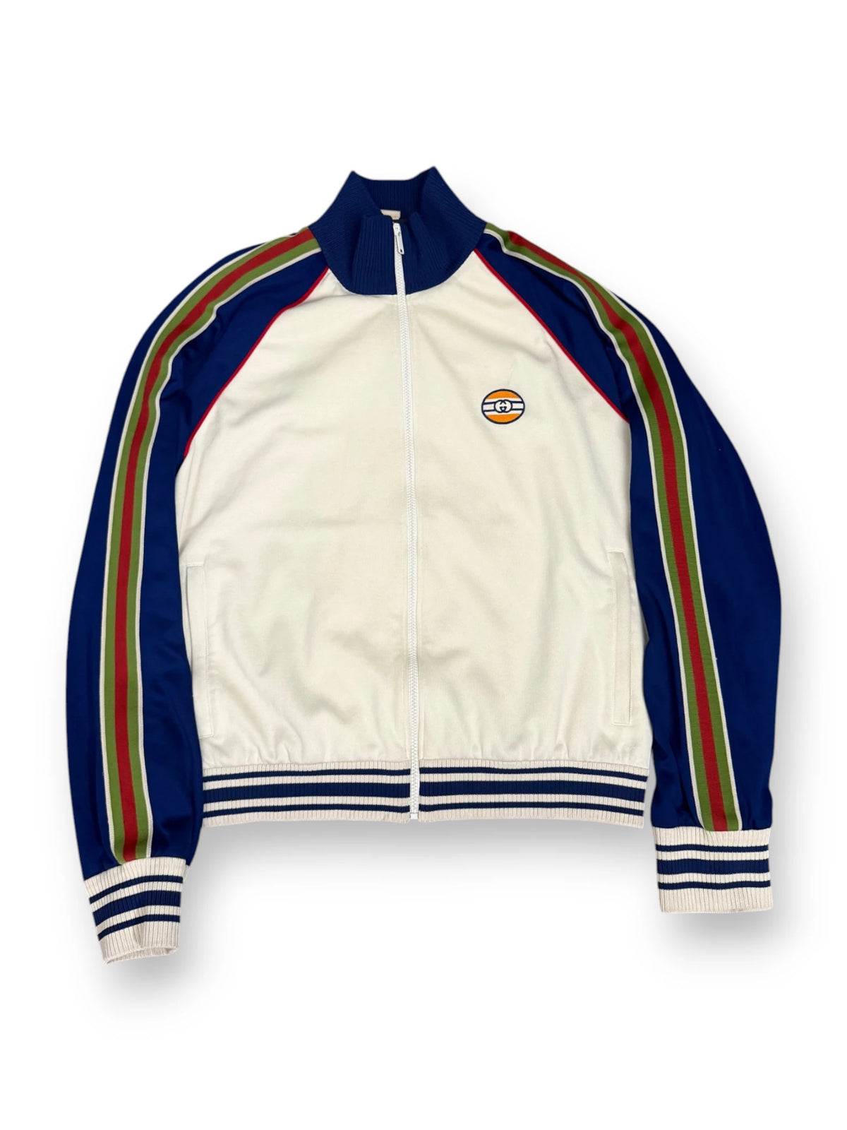 Gucci Technical Jersey Track Jacket Cotton Cream Navy Red