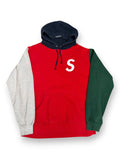 Supreme S Logo Colorblocked Hoodie SS19 Red Green Grey Navy