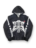 9090 Bone Skeleton Rigid Denim Zip Hoodie Raw Jacket