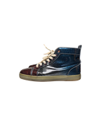 Christian Louboutin High Louis Orlato Flat Glossy Blue Red Multicolor