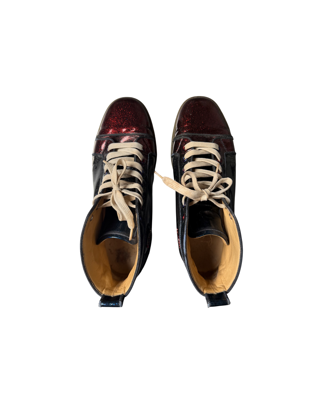 Christian Louboutin High Louis Orlato Flat Glossy Blue Red Multicolor