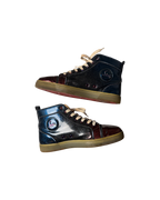 Christian Louboutin High Louis Orlato Flat Glossy Blue Red Multicolor