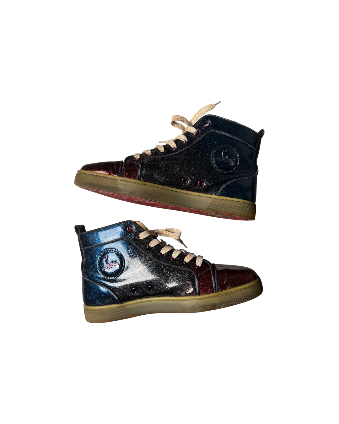 Christian Louboutin High Louis Orlato Flat Glossy Blue Red Multicolor