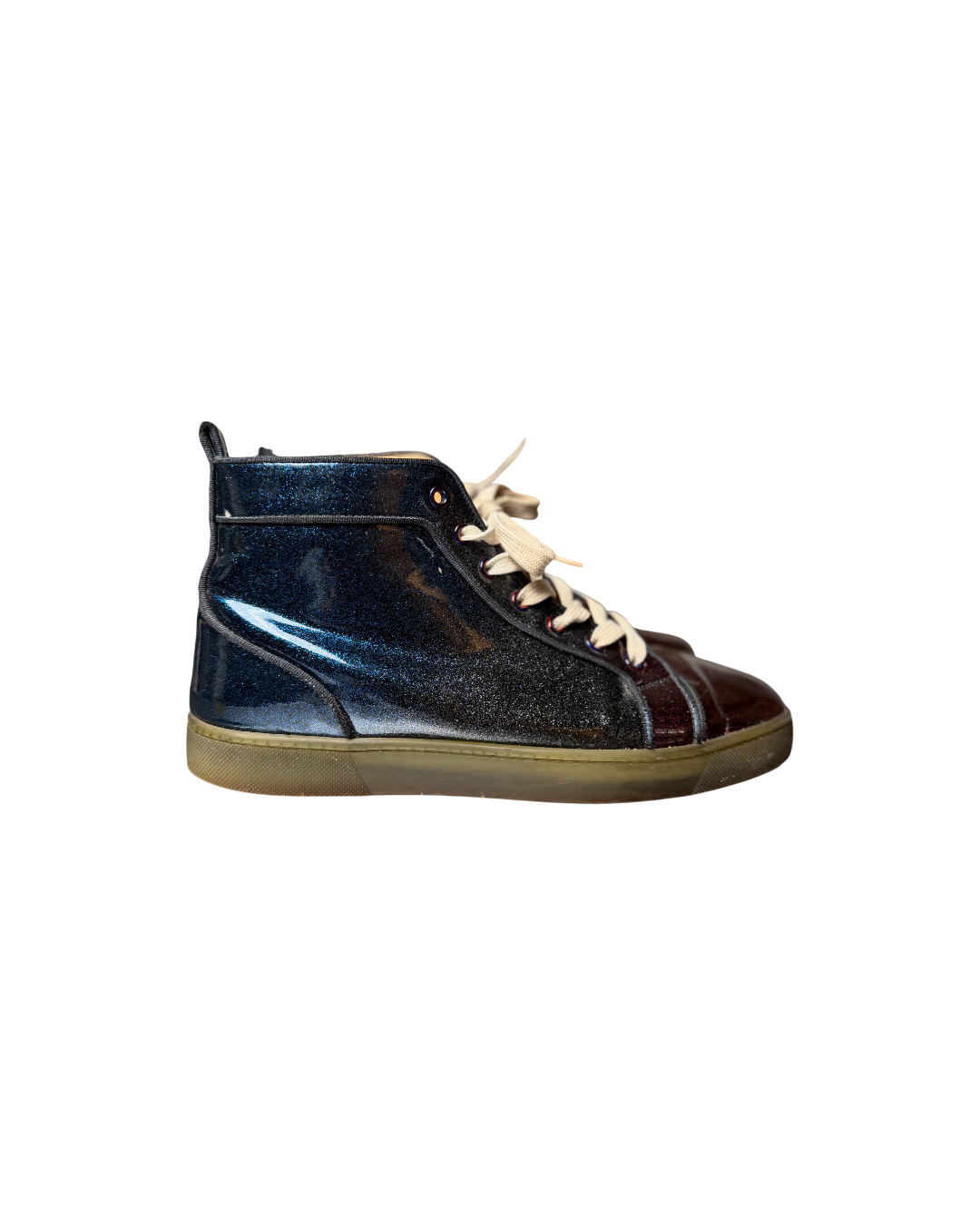 Christian Louboutin High Louis Orlato Flat Glossy Blue Red Multicolor