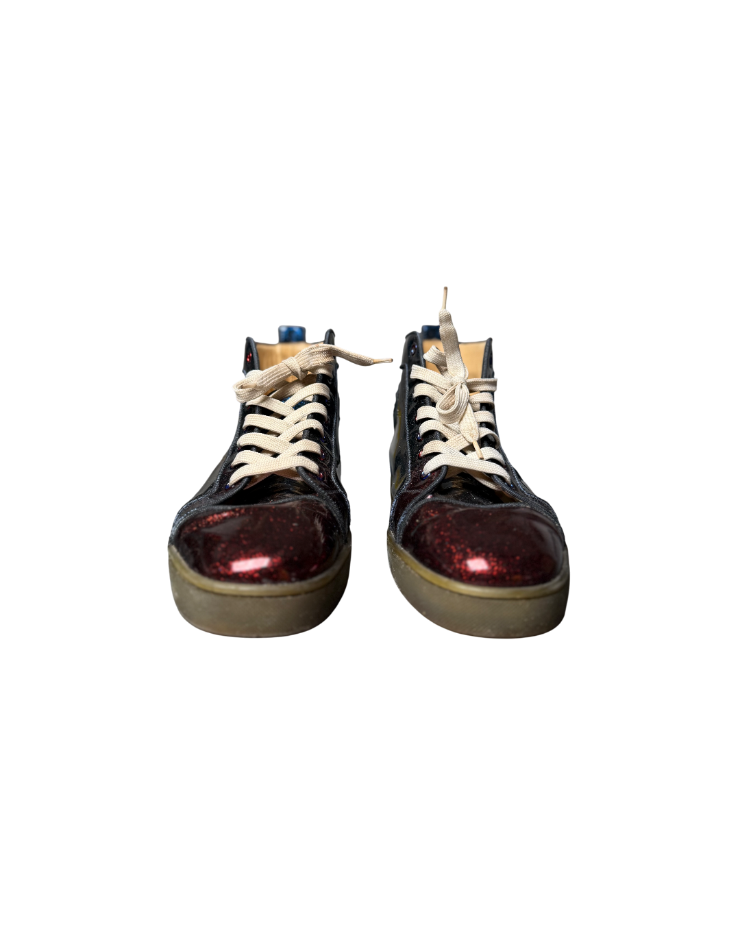 Christian Louboutin High Louis Orlato Flat Glossy Blue Red Multicolor